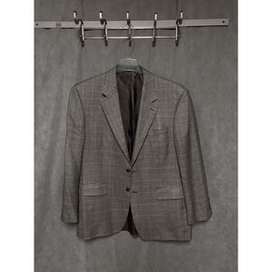 Chaps Blazer Men Sz 42R Beige Black Houndstooth Silk Flannel Ralph Lauren Luxury